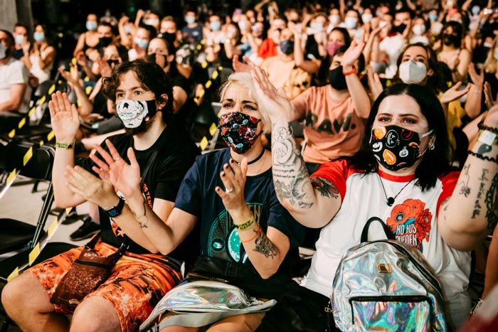 Masked concert goer's in Madrid Spain