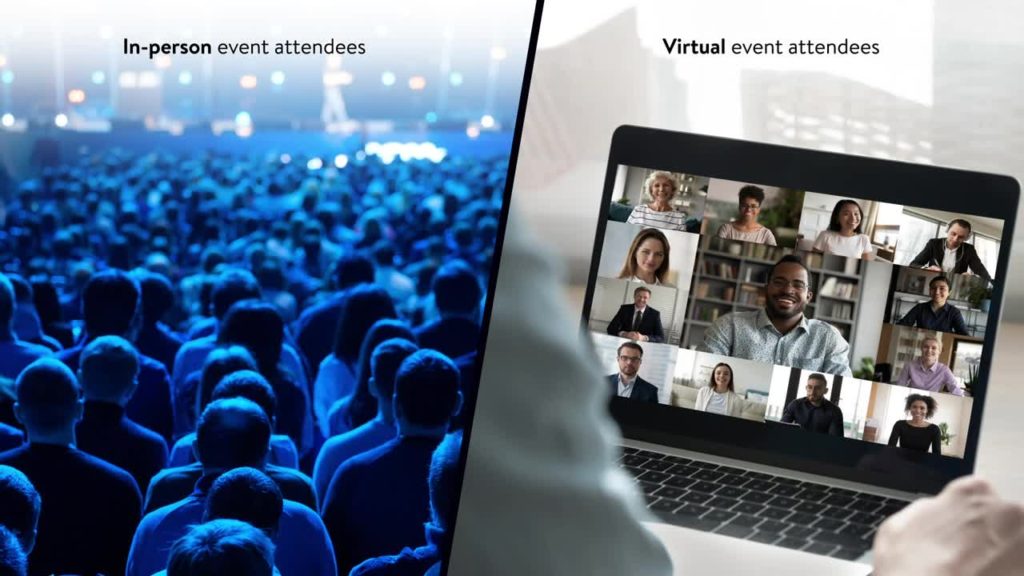 An event can look like in-person attendees vs virtual event attendees