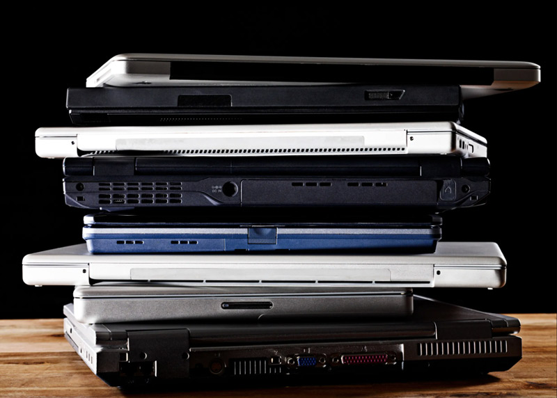 stack of laptops
